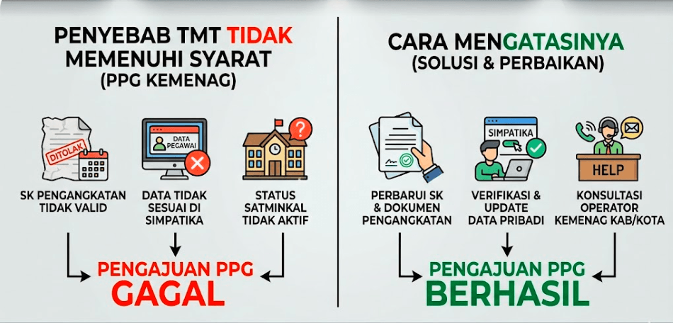 Penyebab TMT Tidak Memenuhi Pengajuan PPG Kemenag dan Cara Mengatasinya